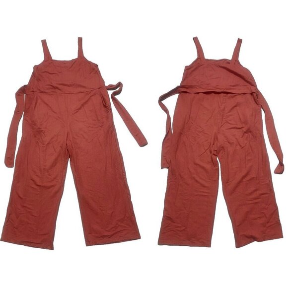 ZARA Capris Pants Jumpsuit Overalls Sleeveless Burnt Orange M 92-1 - Picture 1 of 15